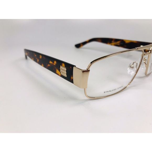New Wide Guyz Gold & Havana SHANK Eyeglasses 60mm for The Stylish Large Man - Picture 5 of 12